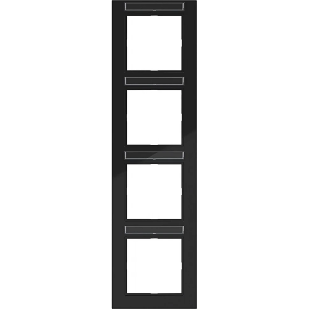 Afdekraam 4-voudig verticaal, tekstveld, A.1, nachtzwart glanzend