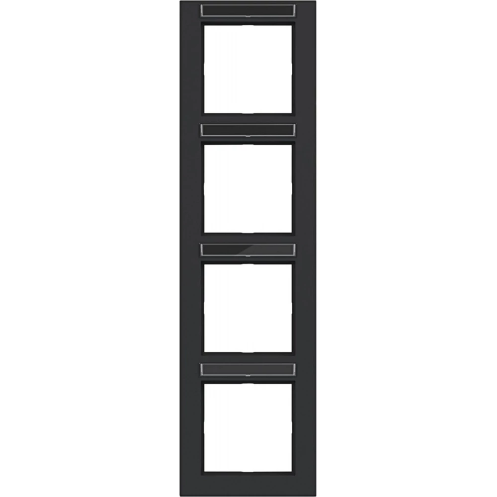 Afdekraam 4-voudig verticaal, tekstveld, A.1, nachtzwart mat