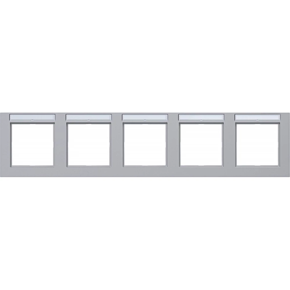 Afdekraam 5-voudig horizontaal, tekstveld, A.1, titaan
