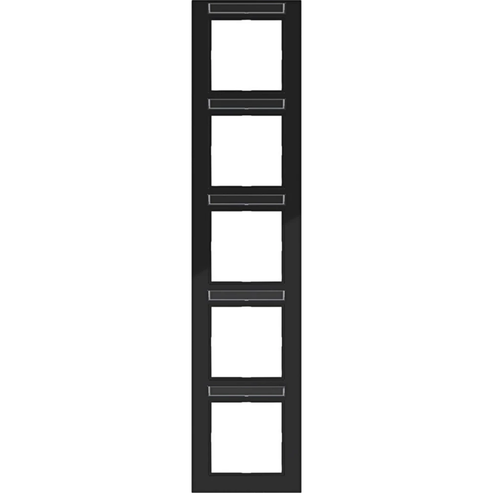 Afdekraam 5-voudig verticaal, tekstveld, A.1, nachtzwart glanzend