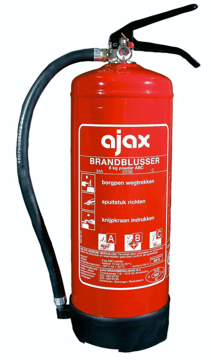 Ajax Handbrandblusser Poederblusser Type GP6 brandklasse : A, B en C