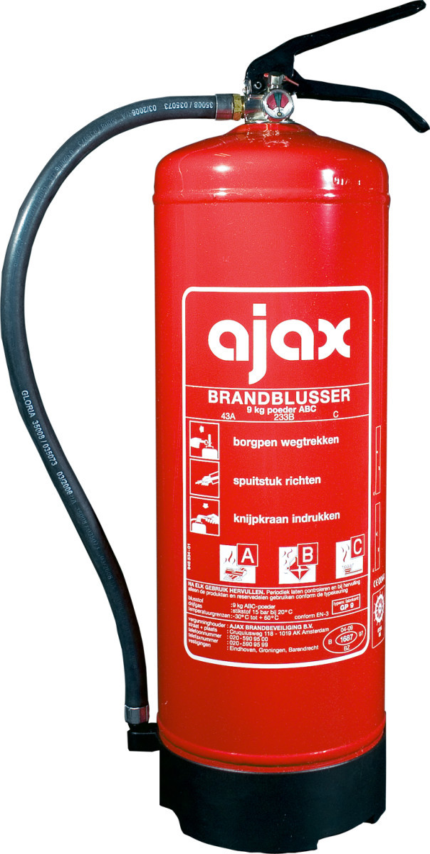 Ajax Handbrandblusser Poederblusser Type GP9 brandklassen : A, B en C