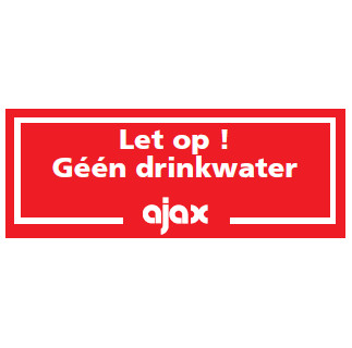 Ajax Pictogram Sticker 147x55 let op geen drinkwater