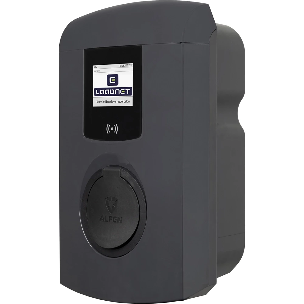 Alfen Laadstation eve single plus socket 22KW rfid SCN logo laadnet grijs