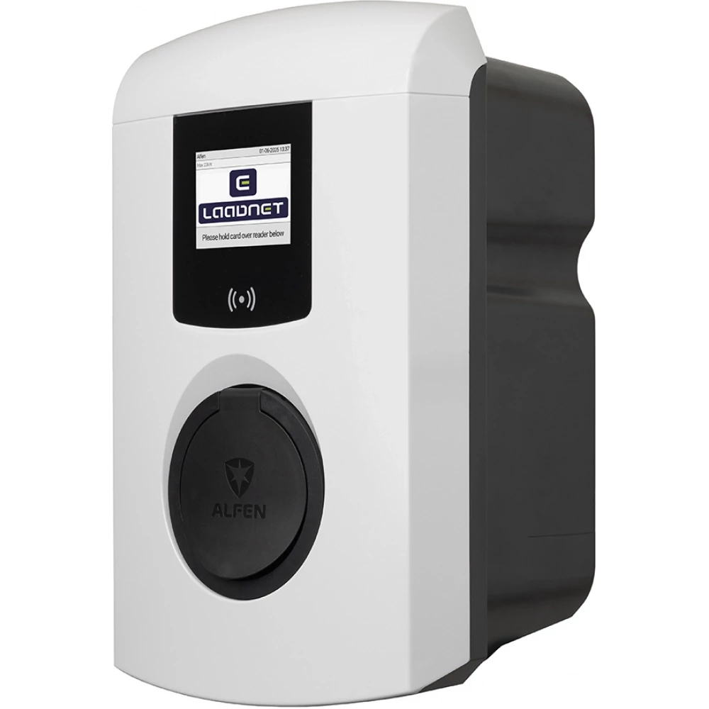 Alfen Laadstation eve single plus socket 22KW rfid SCN logo laadnet wit