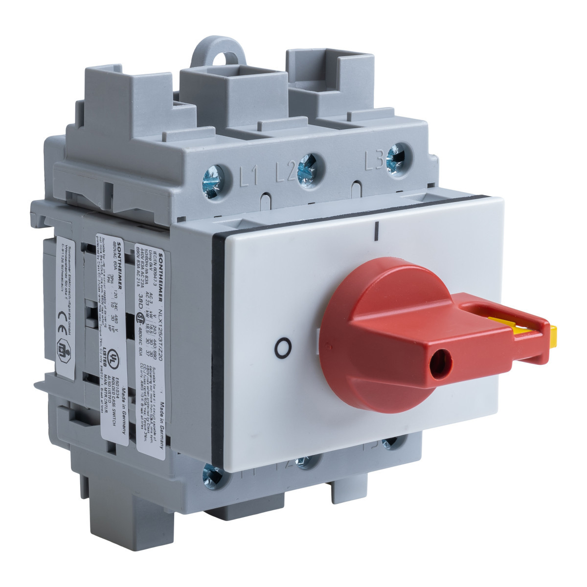 ASN NLX- Hoofdschakelaar nood-uit UL489 Hoofdschakelaar Nood-uit ul489/csa 63a 3P din-rail montage