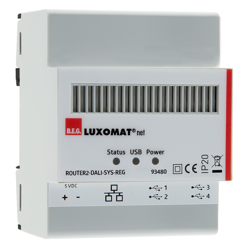 B.E.G. DALI systeem componenten Dali Router gen2 din-rail montage wit ip20