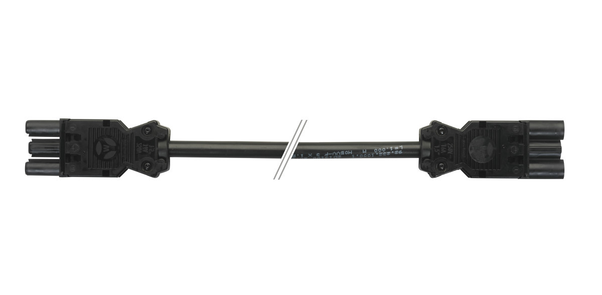Bachmann Bekabeling Netsnoer - haakse ra stekker / wieland GST O.G. bus - 0,5 M - zwart