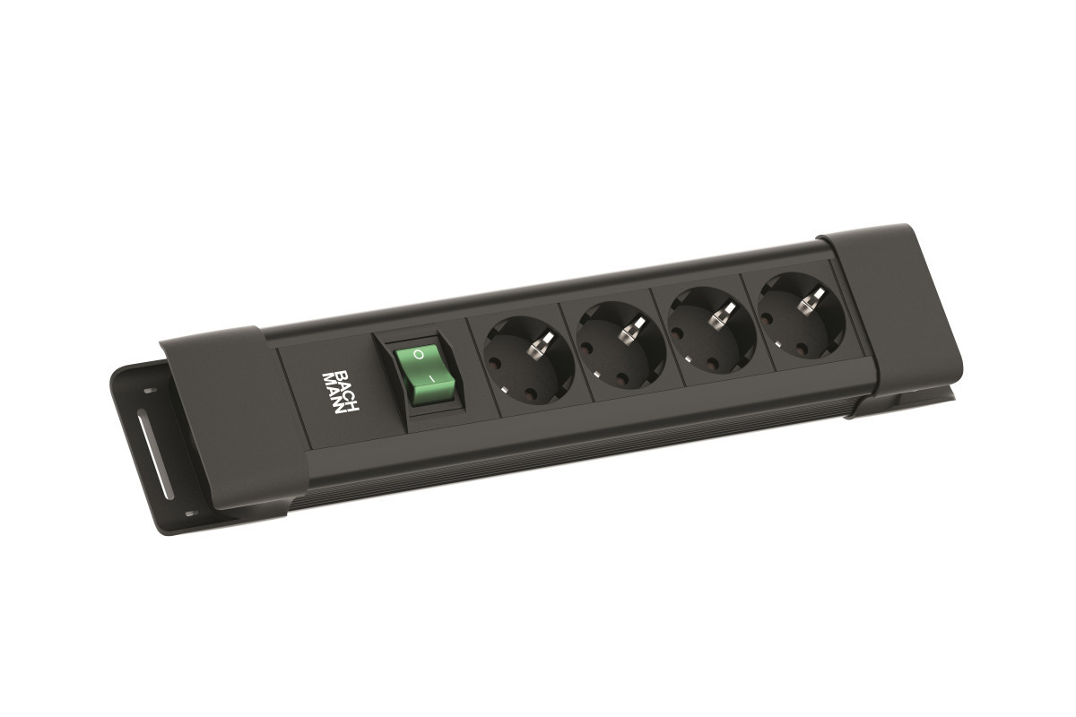 Bachmann Contactblokken Connectus - 4X 230V ra + schakelaar - 2M ra - zwart
