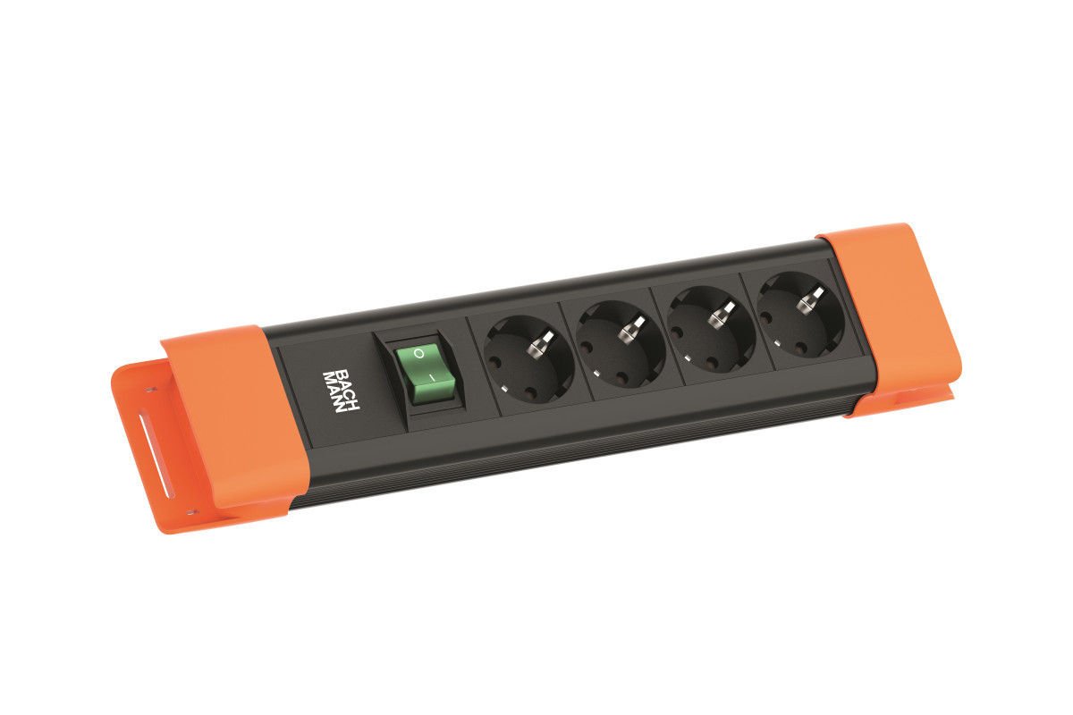 Bachmann Contactblokken Connectus - 4X 230V ra + schakelaar - 2M ra - zwart/oranje