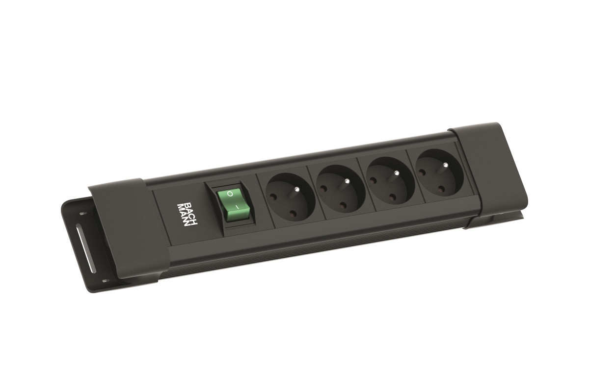 Bachmann Contactblokken Connectus - 4X be/FR + schakelaar - 2M ra - zwart