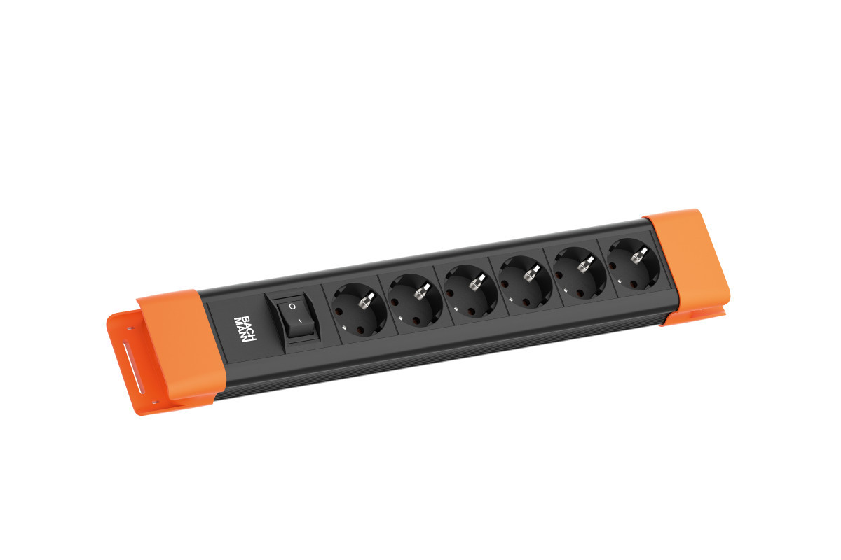 Bachmann Contactblokken Connectus - 6X 230V ra + schakelaar - 2M ra - zwart/oranje