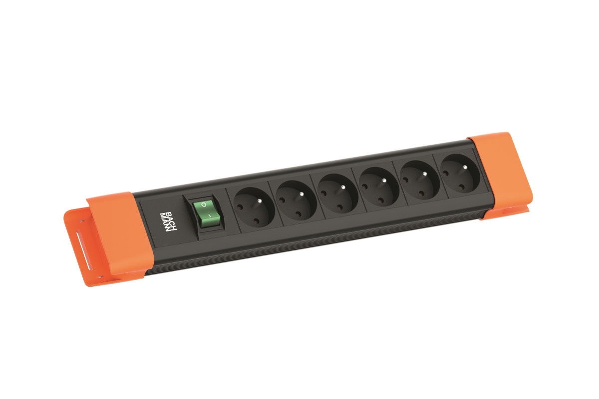 Bachmann Contactblokken Connectus - 6X be/FR + schakelaar - 2M ra - zwart/oranje