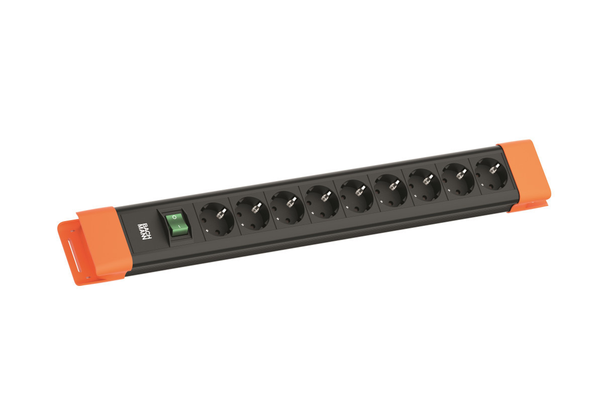 Bachmann Contactblokken Connectus - 9X 230V ra + schakelaar - 2M ra - zwart/oranje