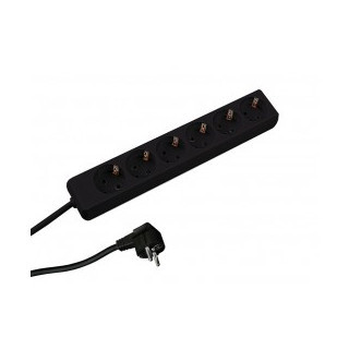 Bachmann Contactblokken Selly - 6X 230V ra - 1,5 M met ra stekker - zwart
