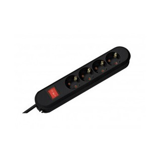 Bachmann Contactblokken Smart - 4X 230V ra + 1X schakelaar - 1,5 M met ra stekker - zwart