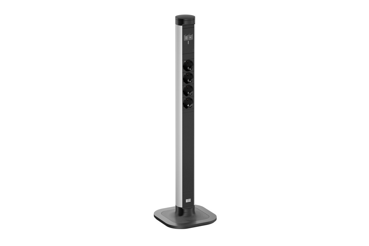 Bachmann Flexibele stroom oplossigen Axis L - 4X 230V ra + 1X usb C/C CHRGR 100W - 5M ra - zwart/alu