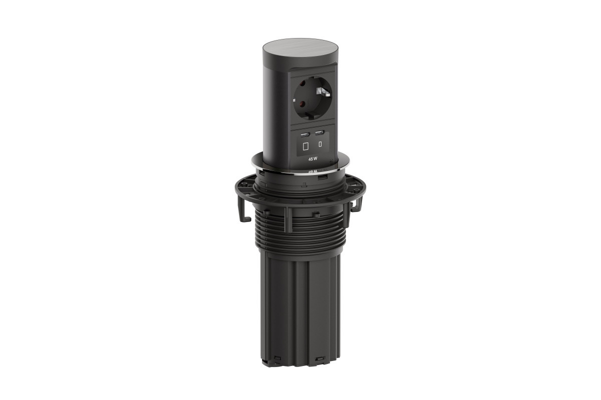 Bachmann Inbouw stopcontacten Elevator 2 - 1X 230V ra + 1X usb C/C CHRGR 45W - 2M ra (stekker los bi
