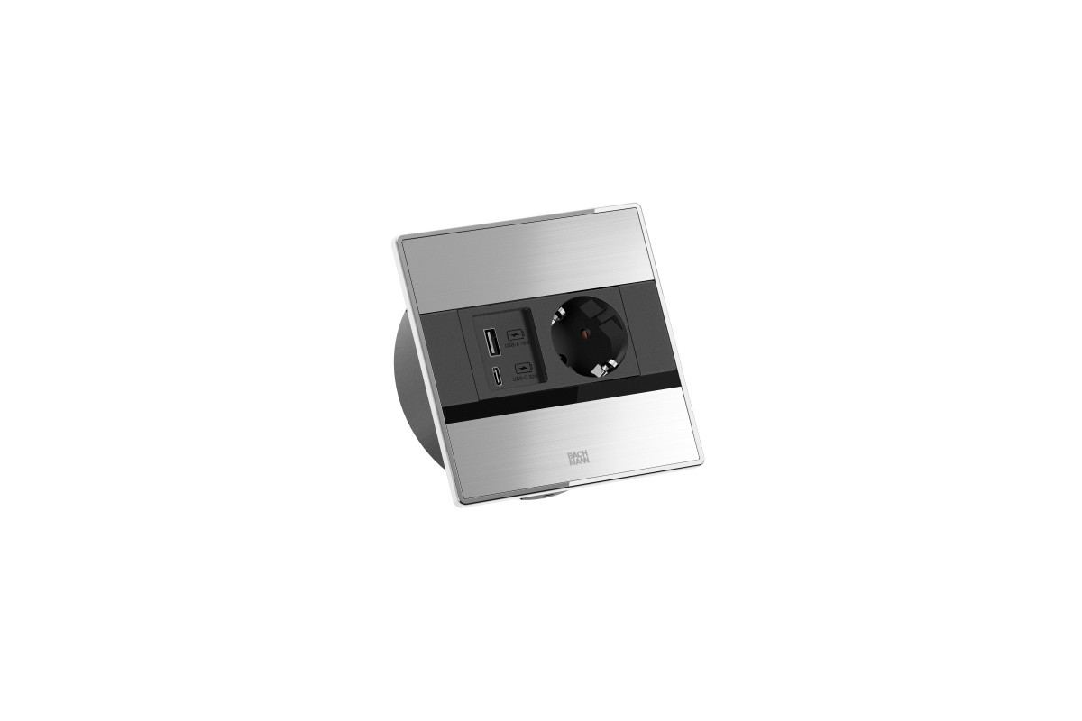 Bachmann Inbouw stopcontacten Sense - 1X 230V ra + 1X usb A/C CHRGR - 2M ra (stekker los bijgeleverd