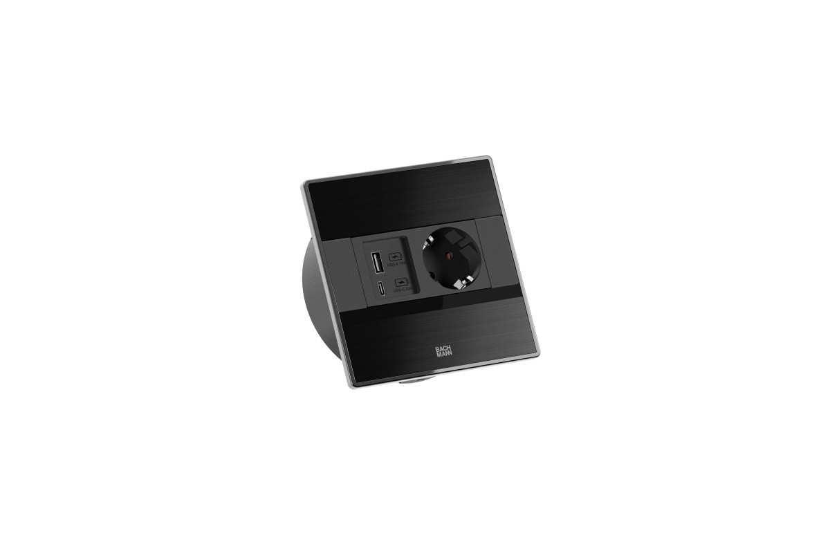 Bachmann Inbouw stopcontacten Sense - 1X 230V ra + 1X usb A/C CHRGR - 2M ra (stekker los bijgeleverd