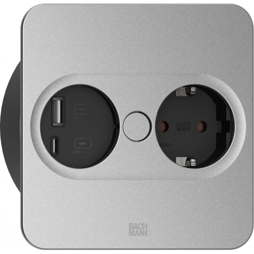 Bachmann Inbouw stopcontacten Twist 2 - 1X 230V ra + 1X usb A/C CHRGR - 0,2M GST O.G. - vierkant - Z