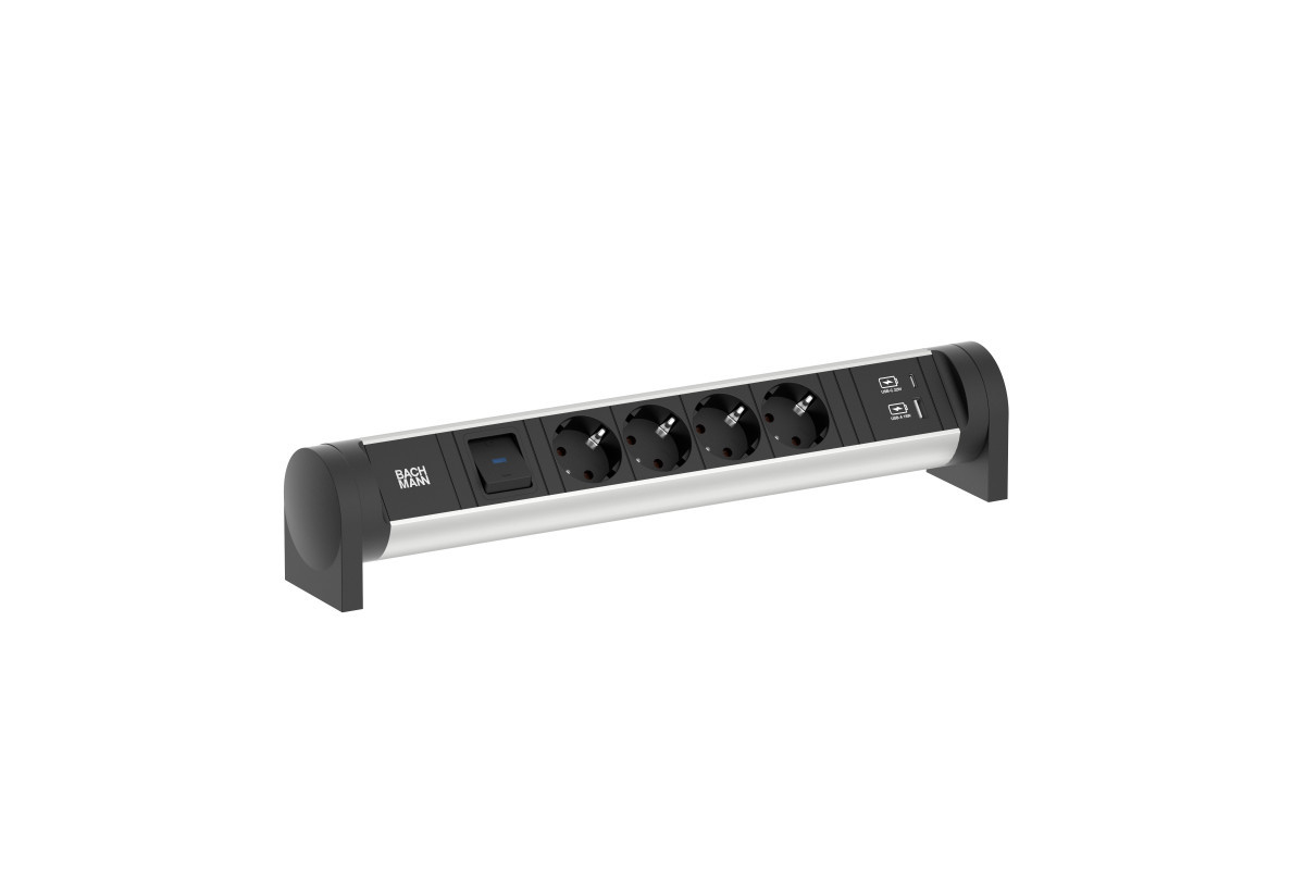 Bachmann Opbouw stopcontacten Cycle Desk bureau stekkerdoos 4X 230V + usb A/C + SCHKLR - 0,2M GST O.