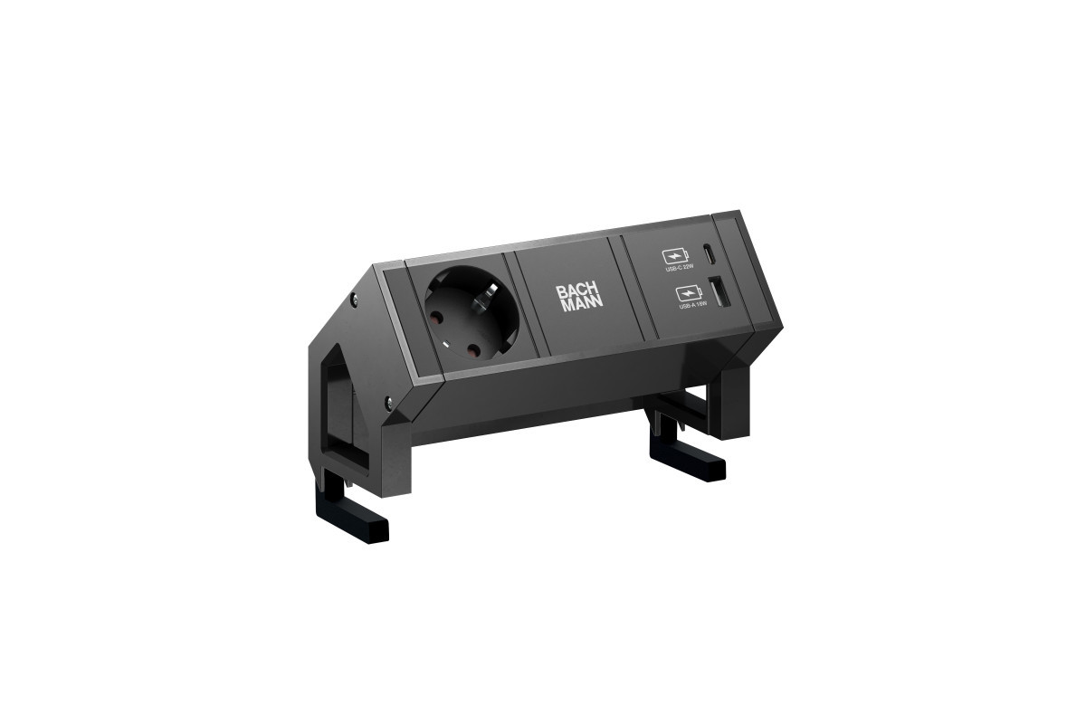Bachmann Opbouw stopcontacten Desk 2 - 1X 230V ra + 1X usb A/C CHRGR - 0,2M GST O.G. - incl. klem -