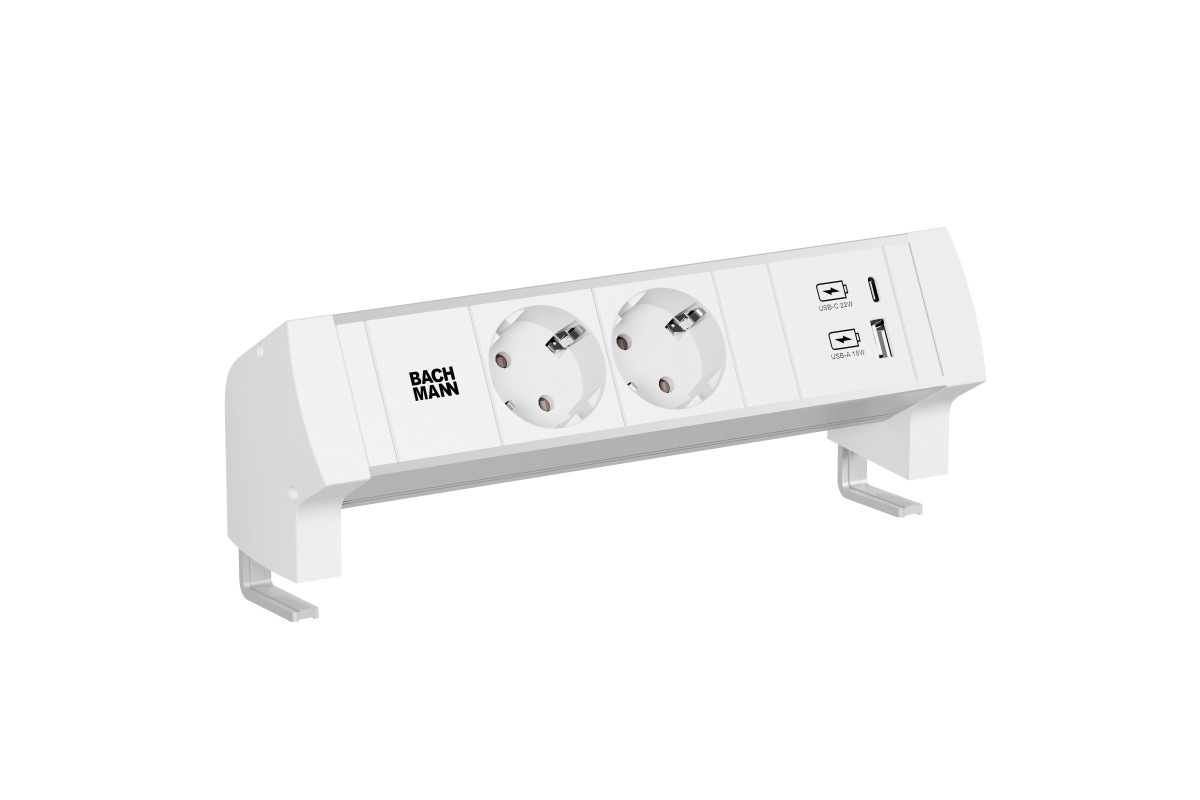 Bachmann Opbouw stopcontacten Desk Style - 2X 230V ra + 1X usb A/C CHRGR - 0,2M GST O.G. - incl. kle