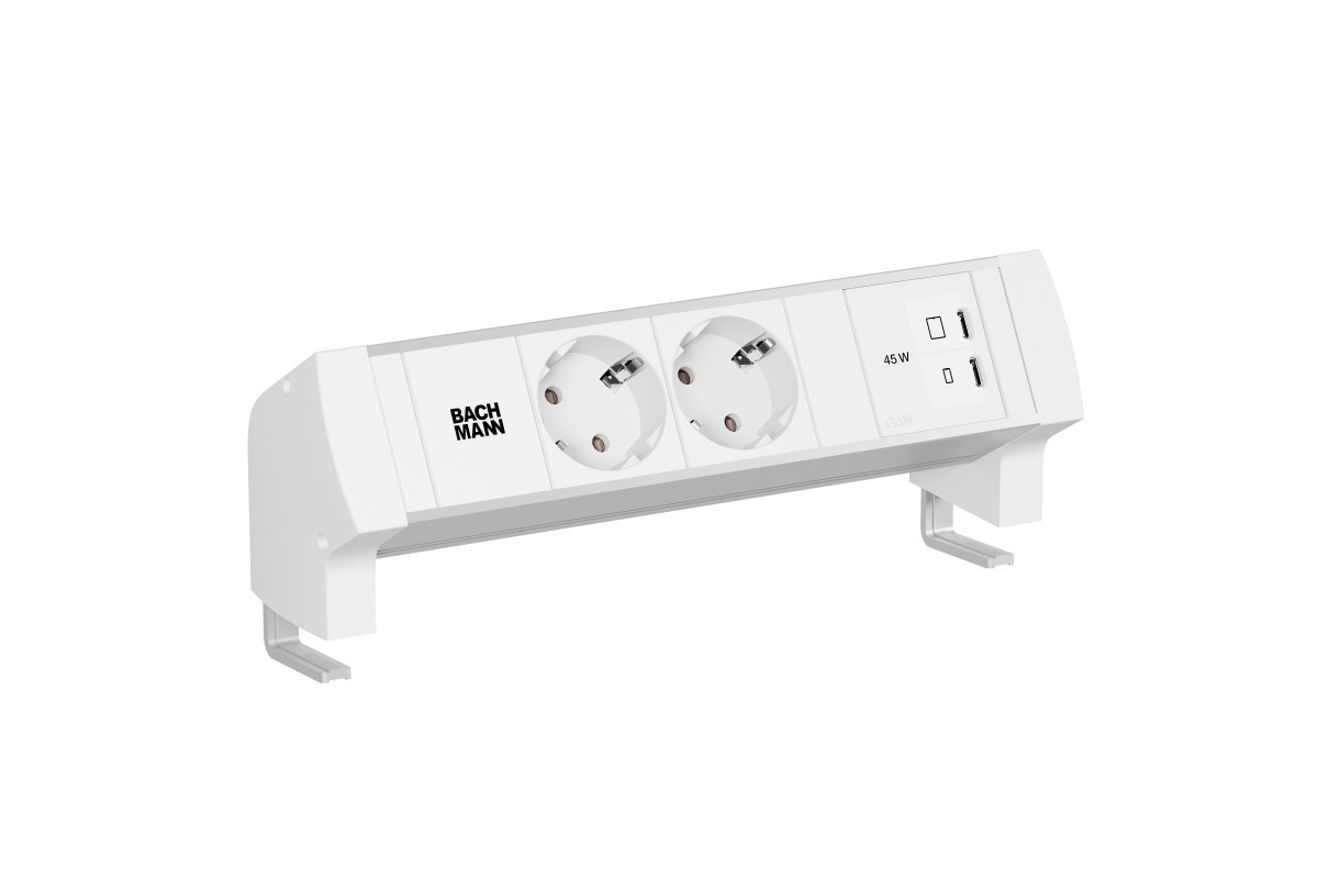 Bachmann Opbouw stopcontacten Desk Style - 2X 230V ra + 1X usb C/C CHRGR 45W - 0,2M GST O.G. - incl.