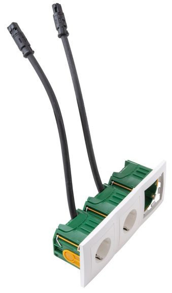 Badora 2-voudige schuko contactdoos, schroefklemmen, 2-polig, zuiver W