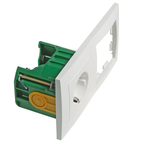 Badora Schuko contactdoos, schroefklemmen, 2-polig, zuiver wit