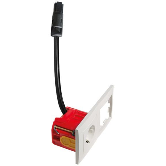 Badora Schuko contactdoos, schroefklemmen, 2-polig, zuiver wit