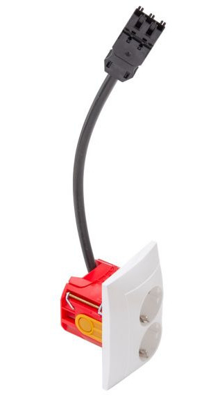 Badora Schuko dubbel contactdoos, schroefklemmen, 2-polig, zuiver wit