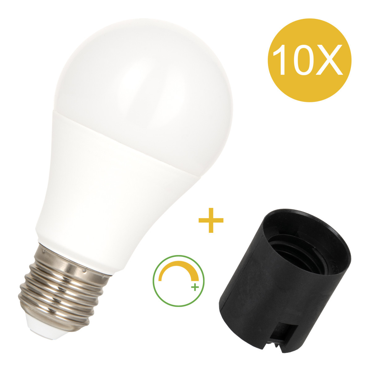 Bailey 10-pack combi e27 lampholder plug-in + led 8.5W dim 2700K