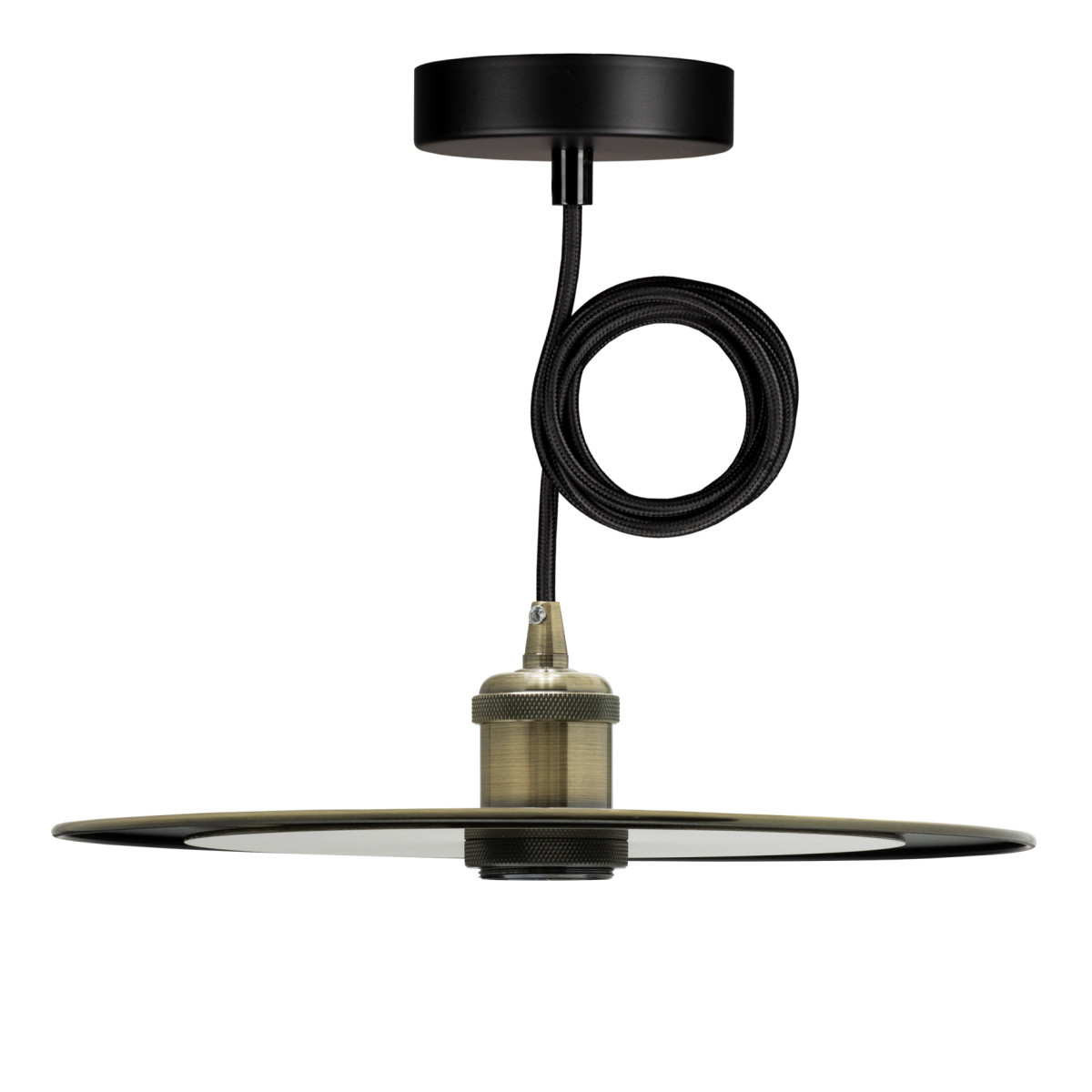 Bailey BaiLum E27 Pendelarmatuur Set slim e27 brons antiek 3M 2C zwart