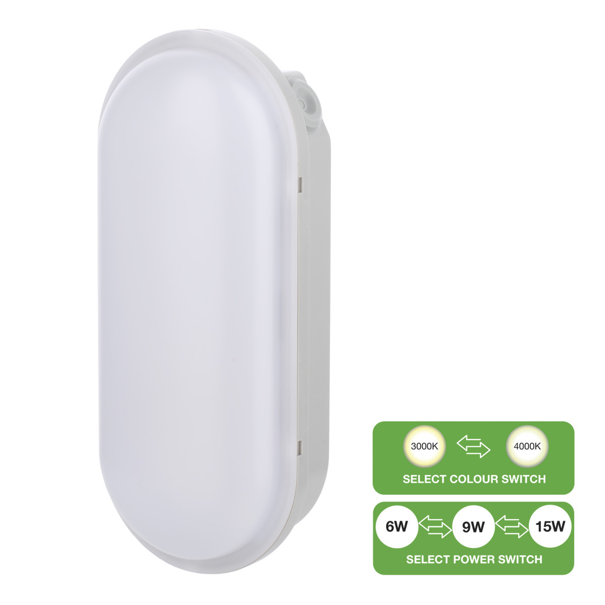 Bailey LED Bulkhead Led Bulkhead switch 6W-9W-15W 570-1500LM 830-840 ovaal grijs