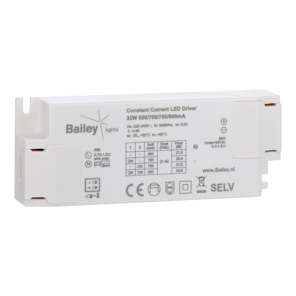 Bailey Light control Topo CC led driver 32W 650/700/750/800ma ip20