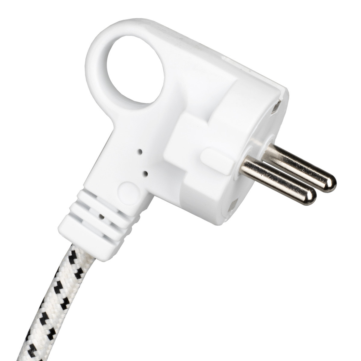 Bailey Power cord Textielsnoer 3C 3M wit/zwart + stekker