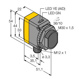 Banner Foto-Elektrische sensor, diffuse sensor met instelbare achtergrondonde