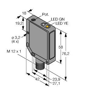 Banner Foto-Elektrische sensor, diffuse sensor met instelbare achtergrondonde