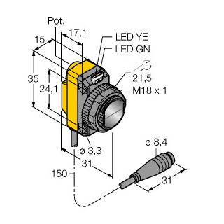 Banner Foto-Elektrische sensor, diffuse sensor met vaste achtergrondonderdruk