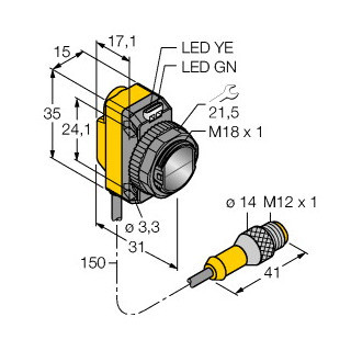 Banner Foto-Elektrische sensor, diffuse sensor met vaste achtergrondonderdruk