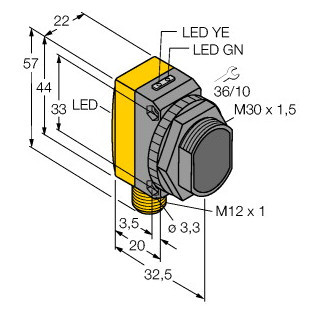 Banner Foto-Elektrische sensor, diffuse sensor met vaste achtergrondonderdruk