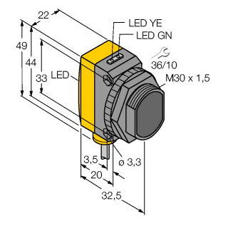 Banner Foto-Elektrische sensor, diffuse sensor met vaste achtergrondonderdruk
