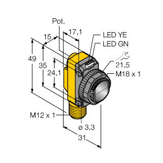 Banner Foto-Elektrische sensor, laser retro-reflectieve sensor met polarisati