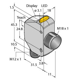Banner Foto-Elektrische sensor, laserafstandssensor (triangulatie), met schak
