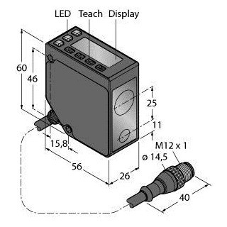 Banner Foto-Elektrische sensor, diffuse lasersensor (driehoeksmeting), met SC