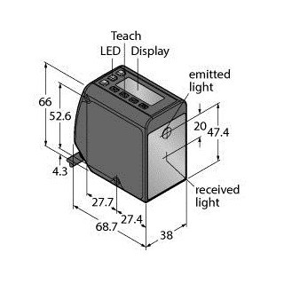 Banner Foto-Elektrische sensor, diffuse lasersensor (looptijdmeting), met ana