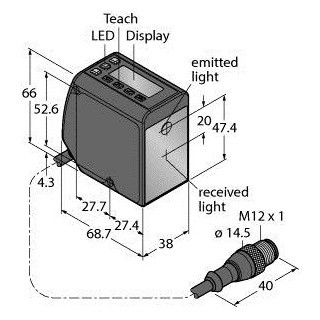 Banner Foto-Elektrische sensor, diffuse lasersensor (looptijdmeting), met ana