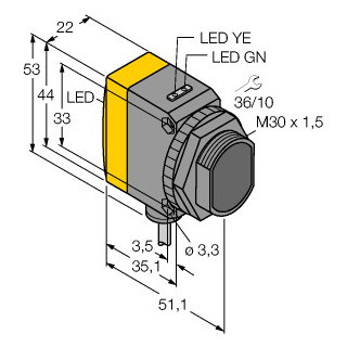 Banner Foto-Elektrische sensor, zender-ontvanger systeem (ontvanger), voor de